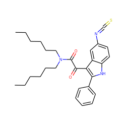 CCCCCCN(CCCCCC)C(=O)C(=O)c1c(-c2ccccc2)[nH]c2ccc(N=C=S)cc12 ZINC000049784349