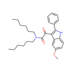 CCCCCCN(CCCCCC)C(=O)C(=O)c1c(-c2ccccc2)[nH]c2ccc(OC)cc12 ZINC000040952719