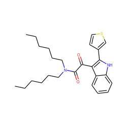 CCCCCCN(CCCCCC)C(=O)C(=O)c1c(-c2ccsc2)[nH]c2ccccc12 ZINC000473082313