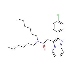 CCCCCCN(CCCCCC)C(=O)Cc1c(-c2ccc(Cl)cc2)nc2ccccn12 ZINC000013801073