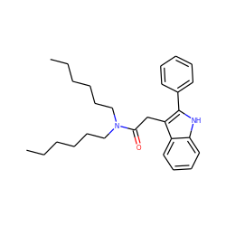 CCCCCCN(CCCCCC)C(=O)Cc1c(-c2ccccc2)[nH]c2ccccc12 ZINC000013833112