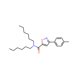 CCCCCCN(CCCCCC)C(=O)c1cc(-c2ccc(C)cc2)no1 ZINC000072119625