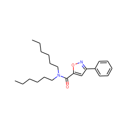 CCCCCCN(CCCCCC)C(=O)c1cc(-c2ccccc2)no1 ZINC000072119624