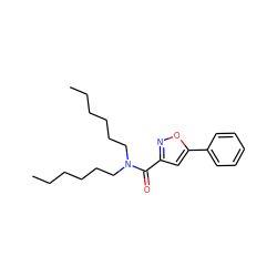 CCCCCCN(CCCCCC)C(=O)c1cc(-c2ccccc2)on1 ZINC000072116265