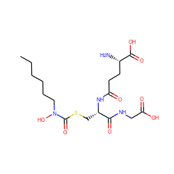 CCCCCCN(O)C(=O)SC[C@H](NC(=O)CC[C@H](N)C(=O)O)C(=O)NCC(=O)O ZINC000013814516