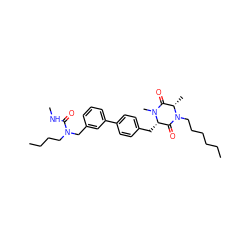 CCCCCCN1C(=O)[C@H](Cc2ccc(-c3cccc(CN(CCCC)C(=O)NC)c3)cc2)N(C)C(=O)[C@@H]1C ZINC000029465617