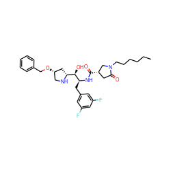 CCCCCCN1C[C@@H](C(=O)N[C@@H](Cc2cc(F)cc(F)c2)[C@H](O)[C@H]2C[C@@H](OCc3ccccc3)CN2)CC1=O ZINC000029129864