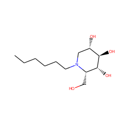 CCCCCCN1C[C@H](O)[C@@H](O)[C@H](O)[C@@H]1CO ZINC000066102799