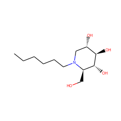 CCCCCCN1C[C@H](O)[C@@H](O)[C@H](O)[C@H]1CO ZINC000003799255