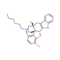 CCCCCCN1CC[C@]23c4c5ccc(O)c4O[C@H]2c2[nH]c4ccccc4c2C[C@@]3(O)[C@H]1C5 ZINC000013862657