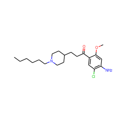 CCCCCCN1CCC(CCC(=O)c2cc(Cl)c(N)cc2OC)CC1 ZINC000026500396