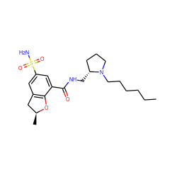 CCCCCCN1CCC[C@H]1CNC(=O)c1cc(S(N)(=O)=O)cc2c1O[C@@H](C)C2 ZINC000013860955