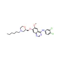 CCCCCCN1CCO[C@@H](COc2cc3ncnc(Nc4ccc(Cl)c(Cl)c4)c3cc2OC)C1 ZINC000114820634