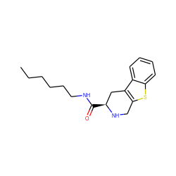 CCCCCCNC(=O)[C@H]1Cc2c(sc3ccccc23)CN1 ZINC000013833796