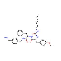 CCCCCCNC(=O)N[C@H](Cc1ccc(OCC)cc1)C(=O)N[C@@H](Cc1ccccc1)C(=O)NCc1ccc(CN)cc1 ZINC000206328535