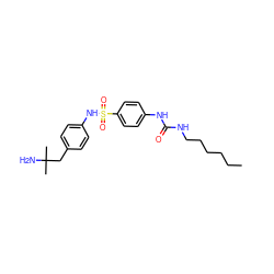 CCCCCCNC(=O)Nc1ccc(S(=O)(=O)Nc2ccc(CC(C)(C)N)cc2)cc1 ZINC000049018626