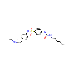 CCCCCCNC(=O)Nc1ccc(S(=O)(=O)Nc2ccc(CC(C)(C)NCC)cc2)cc1 ZINC000049019035