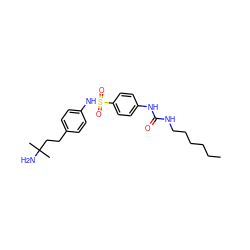 CCCCCCNC(=O)Nc1ccc(S(=O)(=O)Nc2ccc(CCC(C)(C)N)cc2)cc1 ZINC000049032235