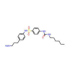 CCCCCCNC(=O)Nc1ccc(S(=O)(=O)Nc2ccc(CCCN)cc2)cc1 ZINC000049110084