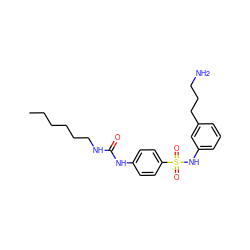 CCCCCCNC(=O)Nc1ccc(S(=O)(=O)Nc2cccc(CCCN)c2)cc1 ZINC000049089732