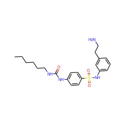 CCCCCCNC(=O)Nc1ccc(S(=O)(=O)Nc2cccc(CCN)c2)cc1 ZINC000049032201