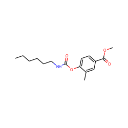 CCCCCCNC(=O)Oc1ccc(C(=O)OC)cc1C ZINC000042922256