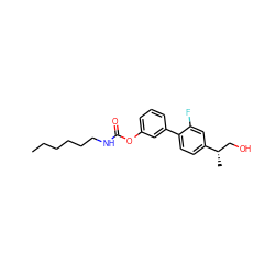 CCCCCCNC(=O)Oc1cccc(-c2ccc([C@@H](C)CO)cc2F)c1 ZINC000208238126