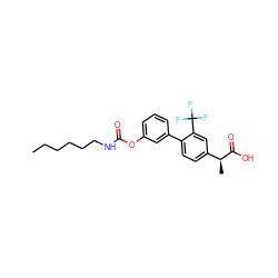 CCCCCCNC(=O)Oc1cccc(-c2ccc([C@H](C)C(=O)O)cc2C(F)(F)F)c1 ZINC000653719641