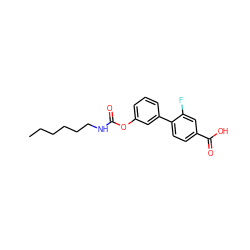 CCCCCCNC(=O)Oc1cccc(-c2ccc(C(=O)O)cc2F)c1 ZINC000653717914