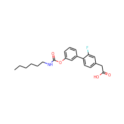 CCCCCCNC(=O)Oc1cccc(-c2ccc(CC(=O)O)cc2F)c1 ZINC000143641958