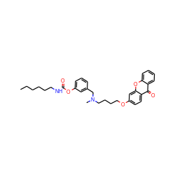 CCCCCCNC(=O)Oc1cccc(CN(C)CCCCOc2ccc3c(=O)c4ccccc4oc3c2)c1 ZINC000049047241