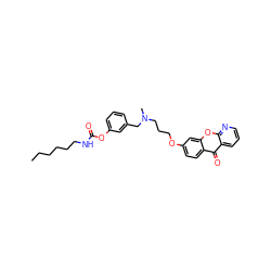 CCCCCCNC(=O)Oc1cccc(CN(C)CCCOc2ccc3c(=O)c4cccnc4oc3c2)c1 ZINC000049035574