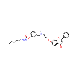 CCCCCCNC(=O)Oc1cccc(CN(C)CCCOc2ccc3c(=O)cc(-c4ccccc4)oc3c2)c1 ZINC000049776999