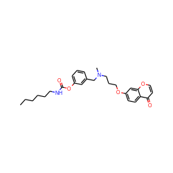 CCCCCCNC(=O)Oc1cccc(CN(C)CCCOc2ccc3c(=O)ccoc3c2)c1 ZINC000049046271