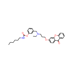 CCCCCCNC(=O)Oc1cccc(CN(CC)CCCOc2ccc3c(=O)c4ccccc4oc3c2)c1 ZINC000049047141