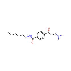 CCCCCCNC(=O)c1ccc(C(=O)CCN(C)C)cc1 ZINC000043070195