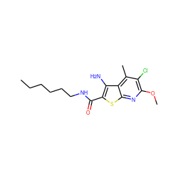 CCCCCCNC(=O)c1sc2nc(OC)c(Cl)c(C)c2c1N ZINC000653708992