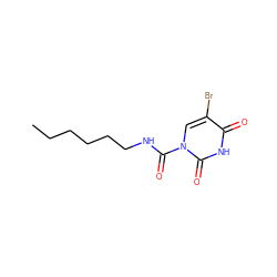 CCCCCCNC(=O)n1cc(Br)c(=O)[nH]c1=O ZINC000095590957