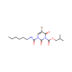 CCCCCCNC(=O)n1cc(Br)c(=O)n(C(=O)OCC(C)C)c1=O ZINC000207153143