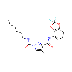 CCCCCCNC(=O)n1cc(C)c(C(=O)Nc2cccc3c2OC(F)(F)O3)n1 ZINC000473088666