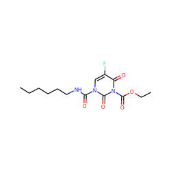 CCCCCCNC(=O)n1cc(F)c(=O)n(C(=O)OCC)c1=O ZINC000095591712