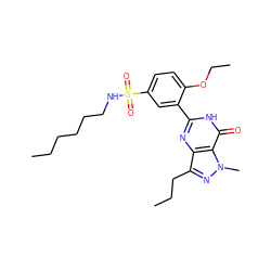 CCCCCCNS(=O)(=O)c1ccc(OCC)c(-c2nc3c(CCC)nn(C)c3c(=O)[nH]2)c1 ZINC000299861629