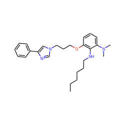 CCCCCCNc1c(OCCCn2cnc(-c3ccccc3)c2)cccc1N(C)C ZINC000013827544