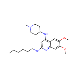 CCCCCCNc1cc(NC2CCN(C)CC2)c2cc(OC)c(OC)cc2n1 ZINC001772607807