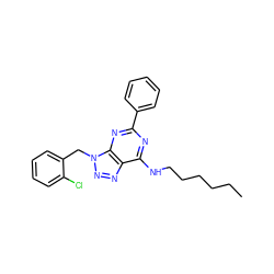 CCCCCCNc1nc(-c2ccccc2)nc2c1nnn2Cc1ccccc1Cl ZINC000028642799