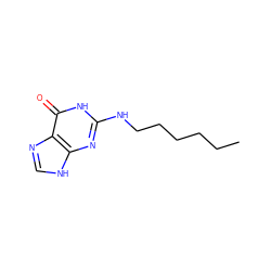 CCCCCCNc1nc2[nH]cnc2c(=O)[nH]1 ZINC000013756664