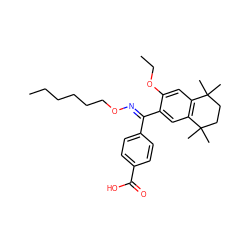 CCCCCCO/N=C(\c1ccc(C(=O)O)cc1)c1cc2c(cc1OCC)C(C)(C)CCC2(C)C ZINC000013979956