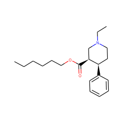 CCCCCCOC(=O)[C@H]1CN(CC)CC[C@H]1c1ccccc1 ZINC000027183394