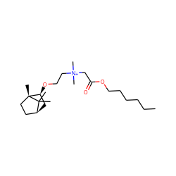 CCCCCCOC(=O)C[N+](C)(C)CCO[C@H]1C[C@H]2CC[C@@]1(C)C2(C)C ZINC000100733333