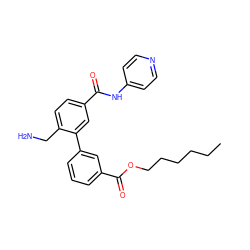 CCCCCCOC(=O)c1cccc(-c2cc(C(=O)Nc3ccncc3)ccc2CN)c1 ZINC000096286488
